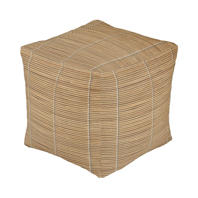 Bamboo Beach Mat Cube Pouf (Angled Front)