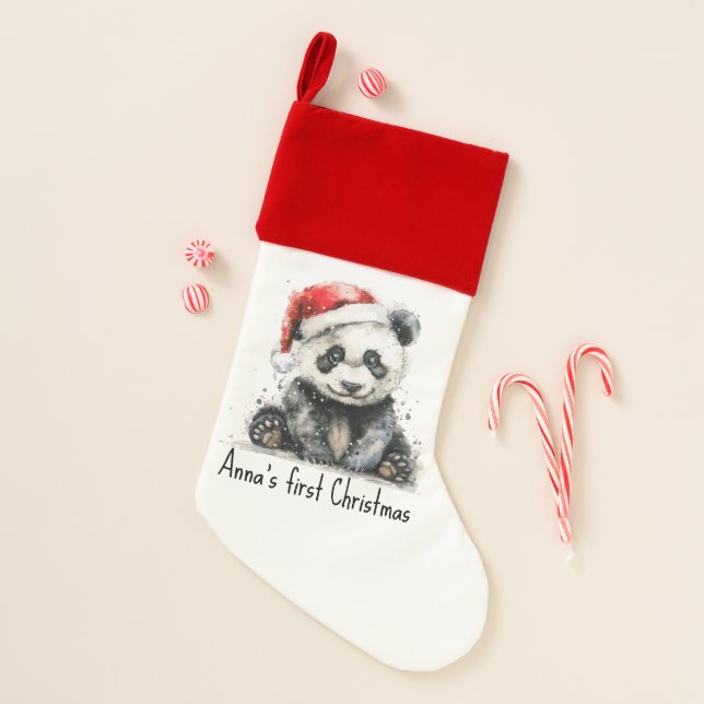 Bamboo Bear's First Christmas, custom Christmas Stocking (Front)