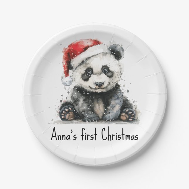 Bamboo Bear's First Christmas, custom Paper Plates (Front)