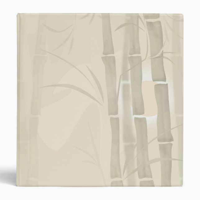 Bamboo, beige background 3 ring binder (Front)
