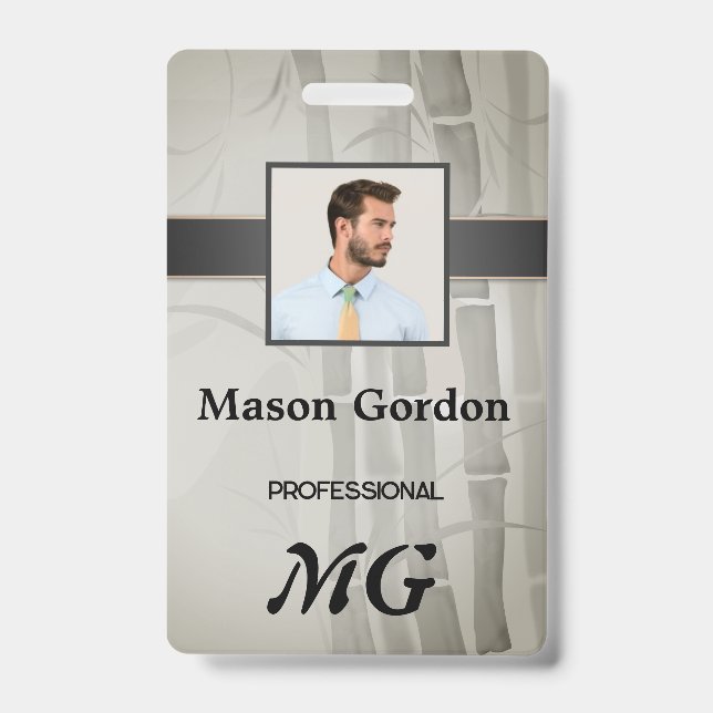 Bamboo, beige background badge (Front)