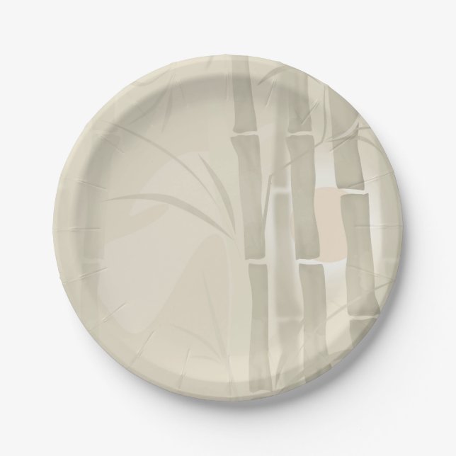 Bamboo, beige background paper plates (Front)
