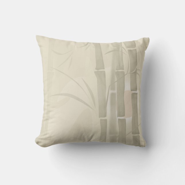 Bamboo, beige background throw pillow (Front)