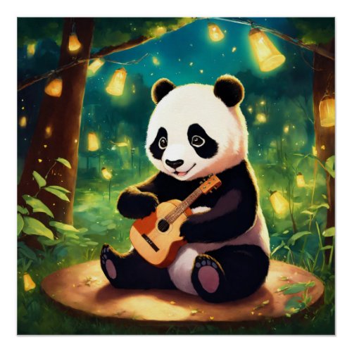 Bamboo Bite Panda Sticker Poster