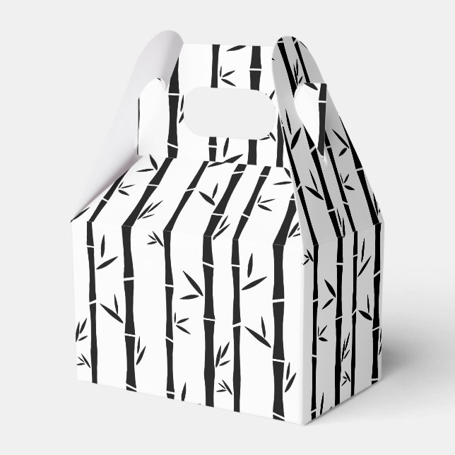 Bamboo Black and White Custom Favor Boxes (Front Side)