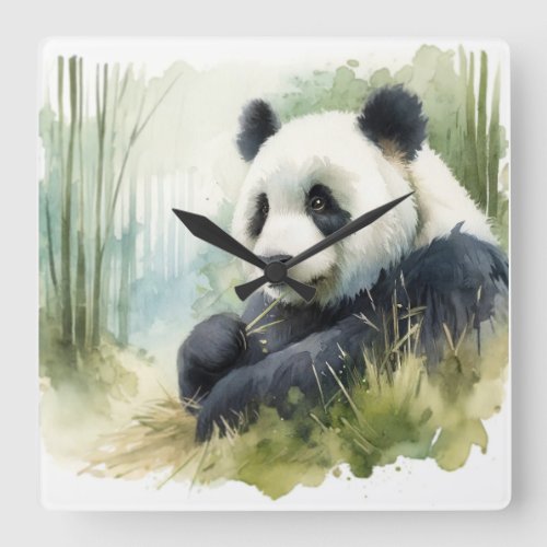Bamboo Bliss REF118 _ Watercolor Square Wall Clock