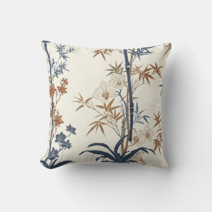 Bamboo botanical pillowcases  throw pillow