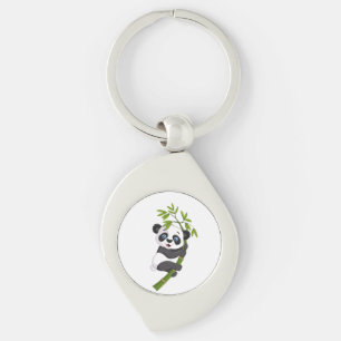 Bamboo Buddy Happy Little Panda Swinging in the Ba Keychain