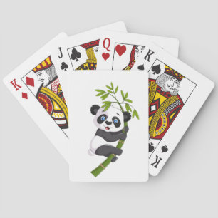 Bamboo Buddy Happy Little Panda Swinging in the Ba Poker Cards