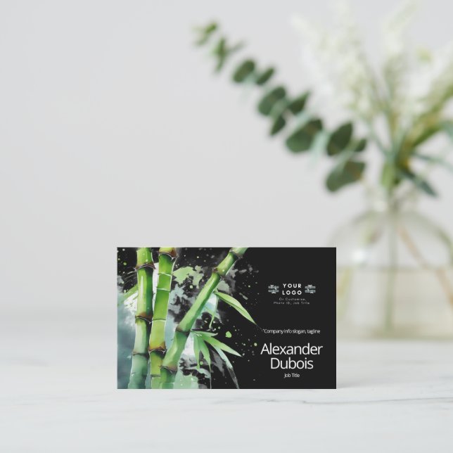 Bamboo business Card modern fresh natural nature   (Standing Front)