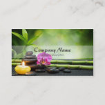 Bamboo Candle Stone Orchid Spa Massage Therapy Business Card at Zazzle