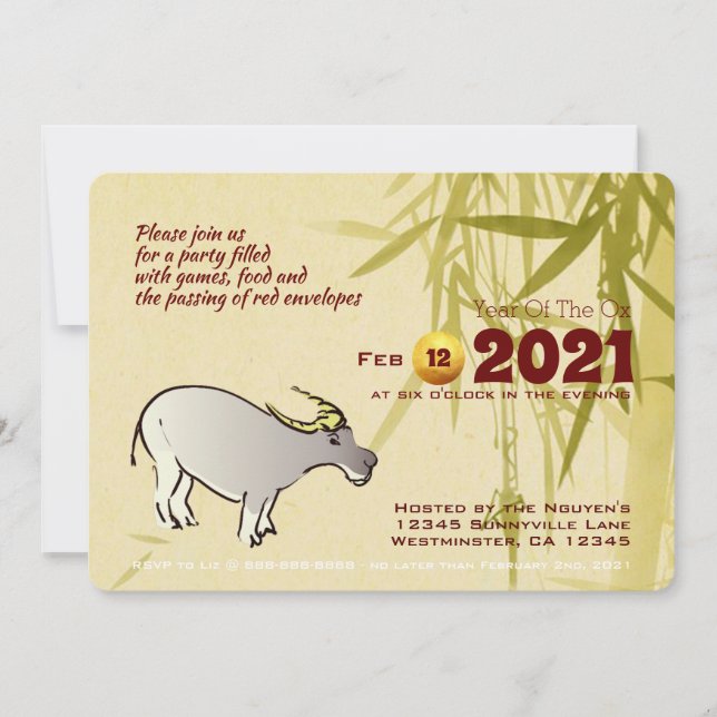 Bamboo Cartoon Ox Chinese New Year 2021 HFInv (Front)