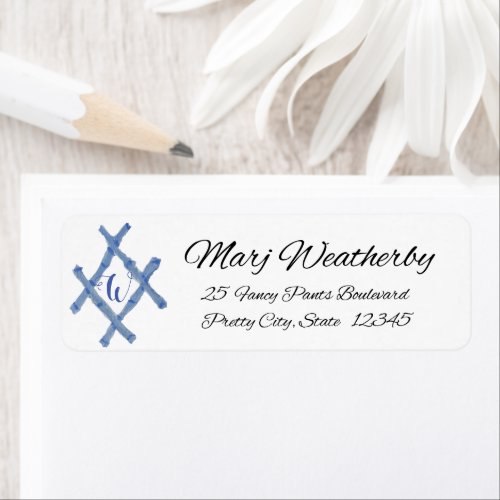 Bamboo Chinoiserie Hand Painted address  Label