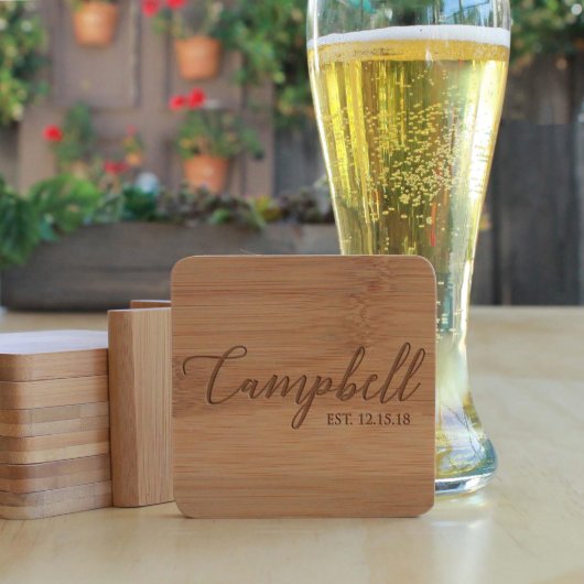 Bamboo Coaster Set Of 6 With Holder | Campbell (Front)