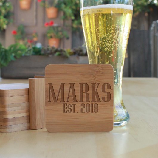 Bamboo Coaster Set Of 6 With Holder | Marks (Front)