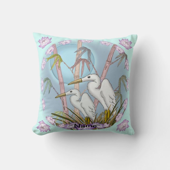 Bamboo Cranes   Pillow (Front)
