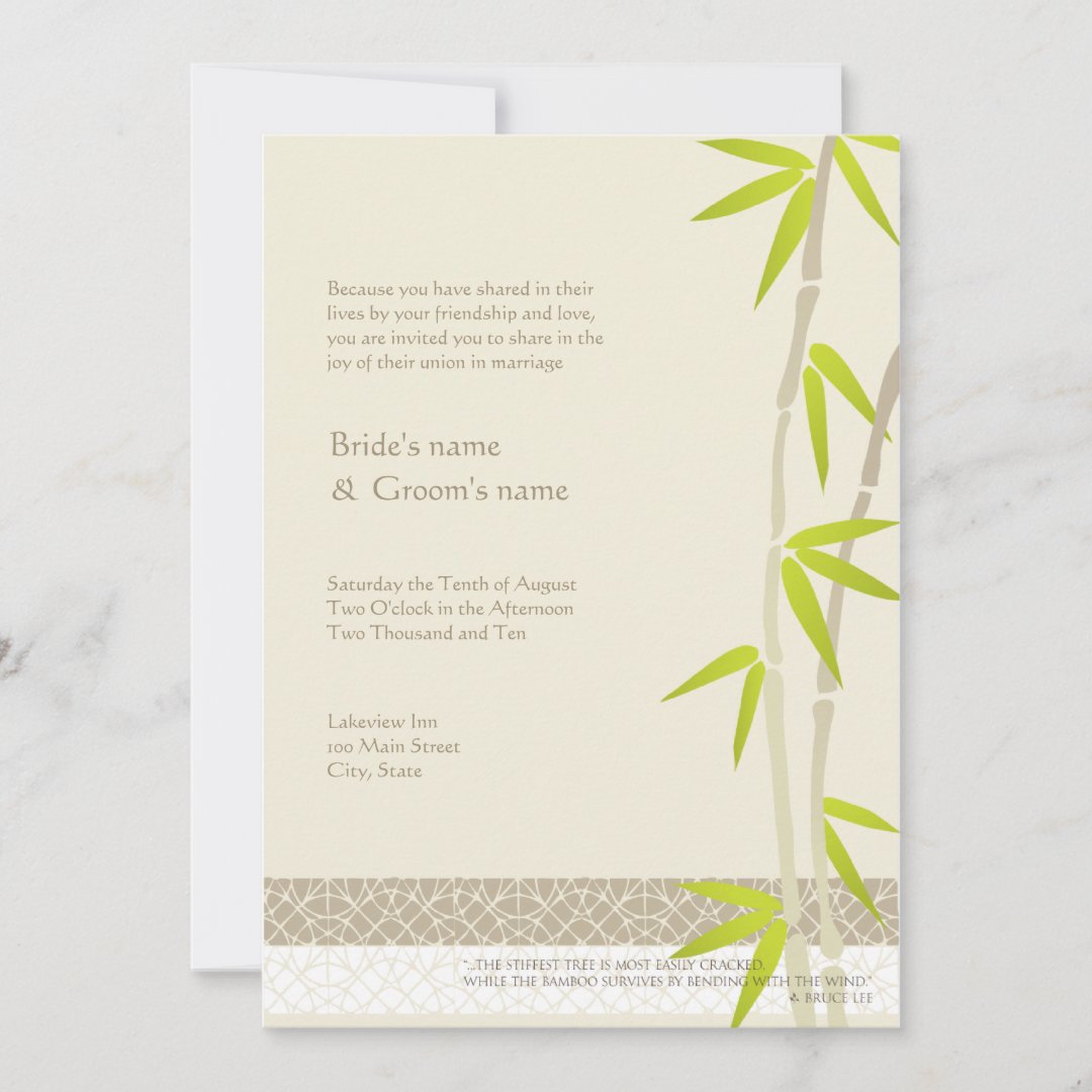 Bamboo Design Wedding Invitations Zazzle