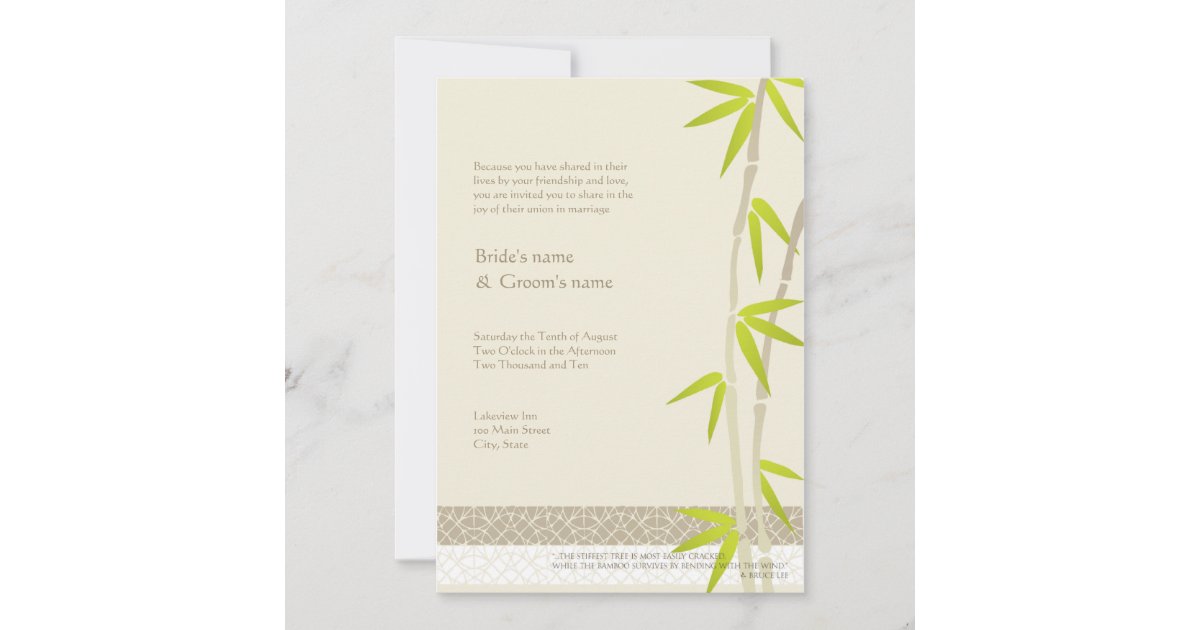 Bamboo Design Wedding Invitations Zazzle