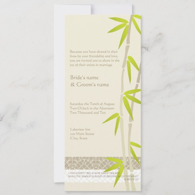 Bamboo Design Wedding Invitations (Front)
