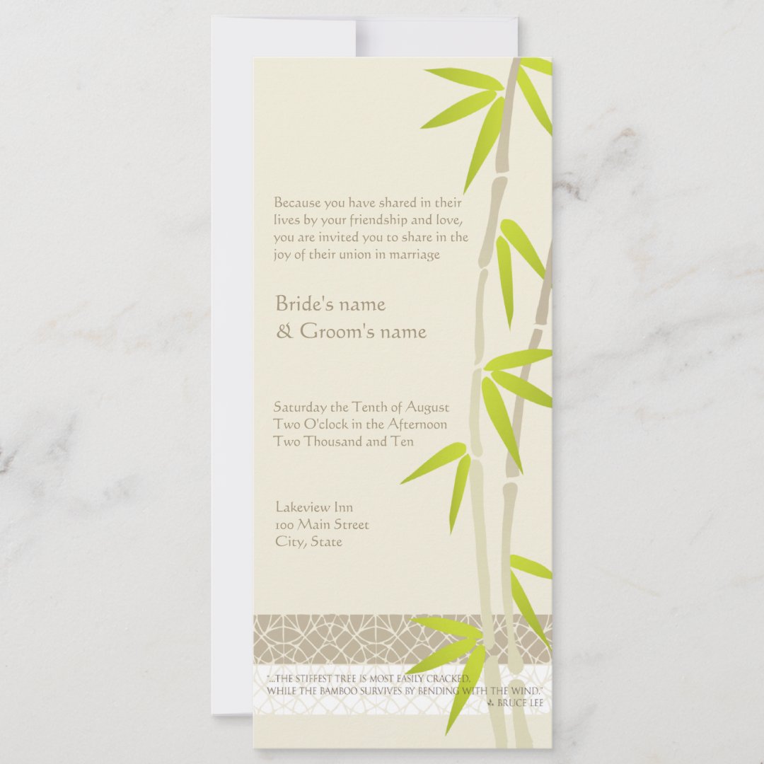 Bamboo Design Wedding Invitations Zazzle