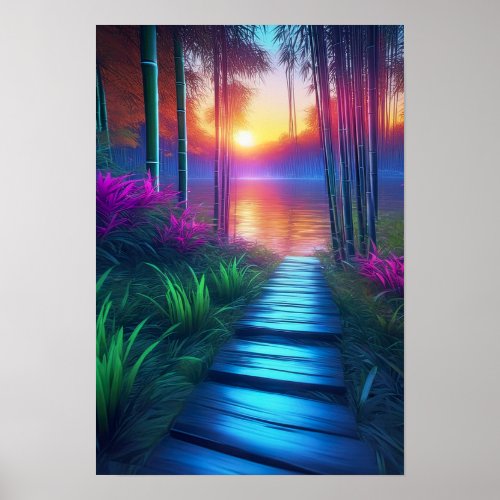 Bamboo Dreams Exploring the Charming Sunset Poster