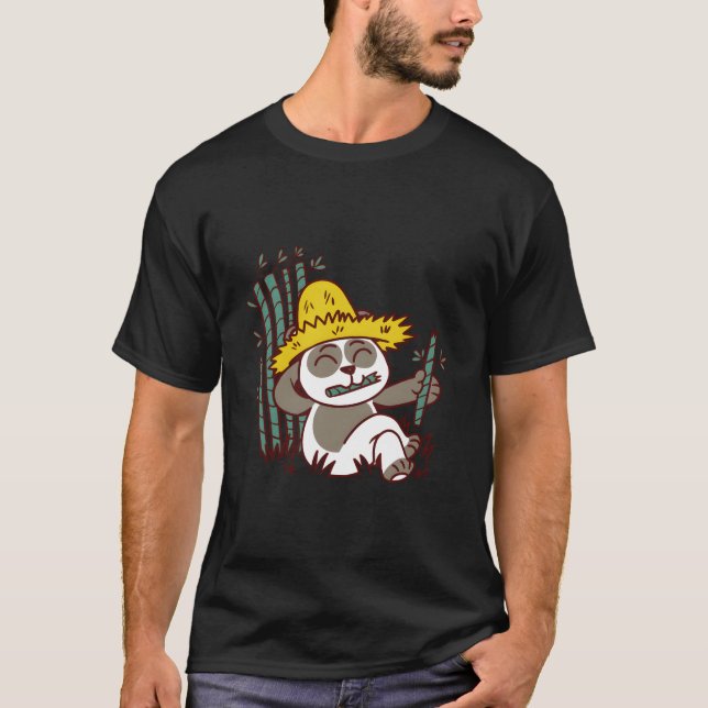 Bamboo Eating Panda Farmer T-Shirt (Front)