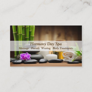 Bamboo Flower Oil Zen Spa Massage Business Card