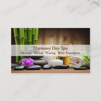Bamboo Flower Oil Zen Spa Massage Business Card by BusinessDesignsShop at Zazzle