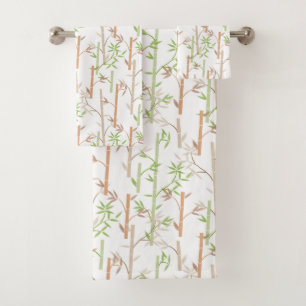 Bamboo Foliage Oriental Greenery Leaves Bath Towel Set