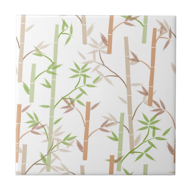 Bamboo Foliage Oriental Greenery Leaves Ceramic Tile (Front)