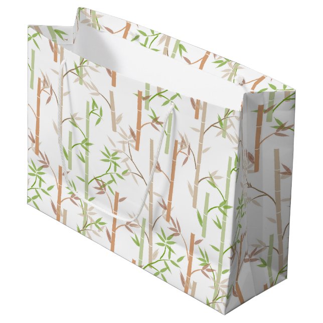 Bamboo Foliage Oriental Greenery Leaves Large Gift Bag (Front Angled)