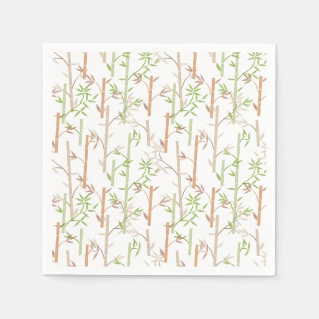 Bamboo Foliage Oriental Greenery Leaves Napkins (Front)