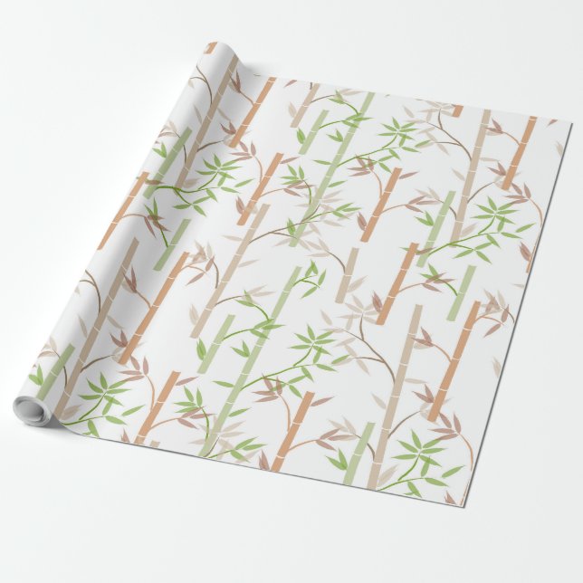 Bamboo Foliage Oriental Greenery Leaves Wrapping Paper (Unrolled)