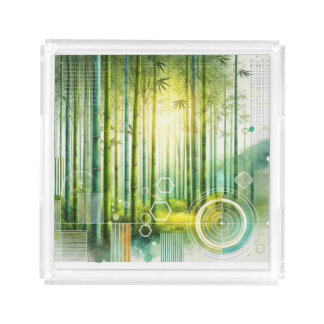 Bamboo Forest Geometric Acrylic Tray
