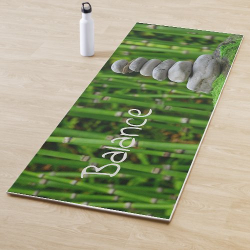 Bamboo Forest Green Stones in Balance Yoga Mat