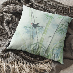 Bamboo Forest - green Throw Pillow
