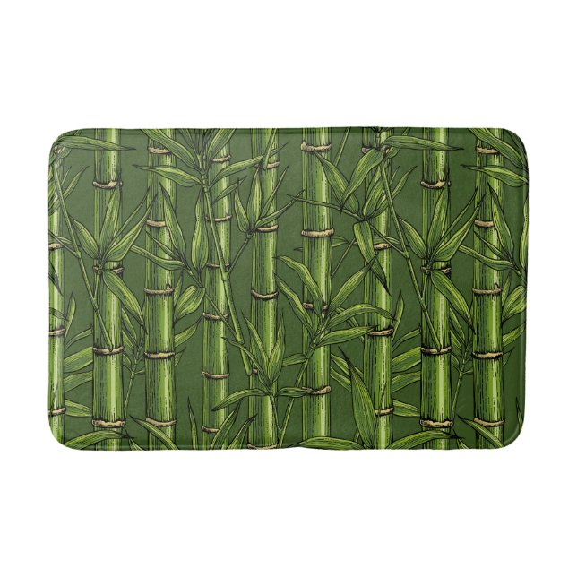 Bamboo forest in green bath mat (Front)
