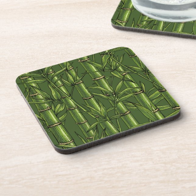 Bamboo forest in green beverage coaster (Left Side)