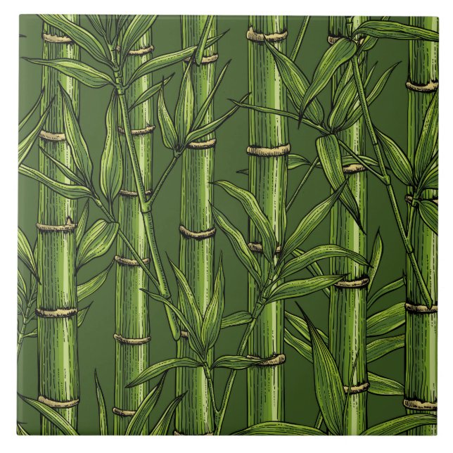 Bamboo forest in green ceramic tile (Front)