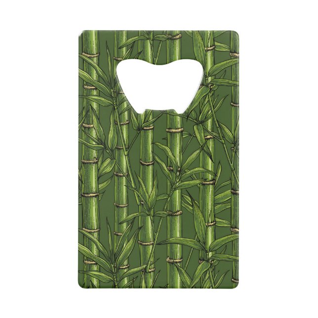 Bamboo forest in green credit card bottle opener (Front)