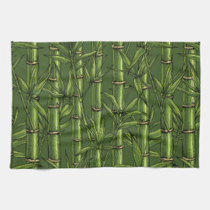Bamboo forest in green kitchen towel