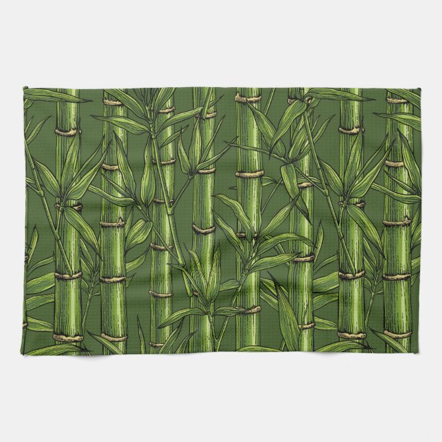Bamboo forest in green kitchen towel (Horizontal)