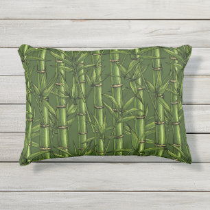 Bamboo forest in green outdoor pillow