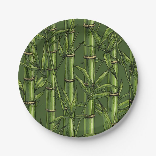 Bamboo forest in green paper plates (Front)