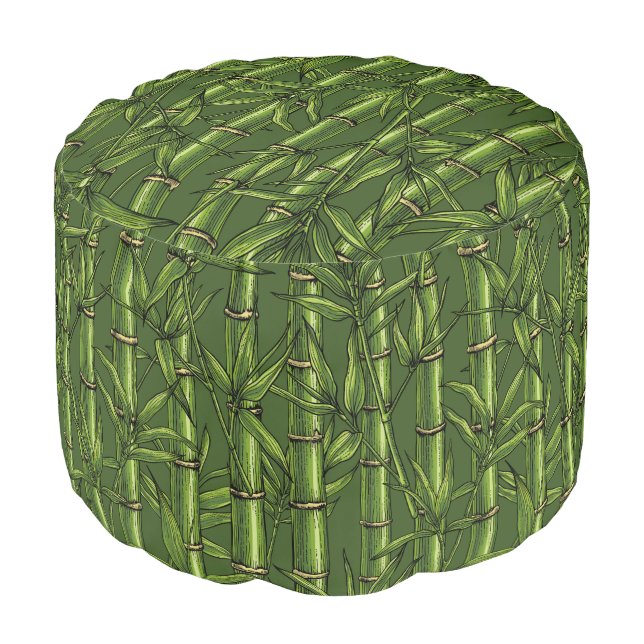 Bamboo forest in green pouf (Angled Front)