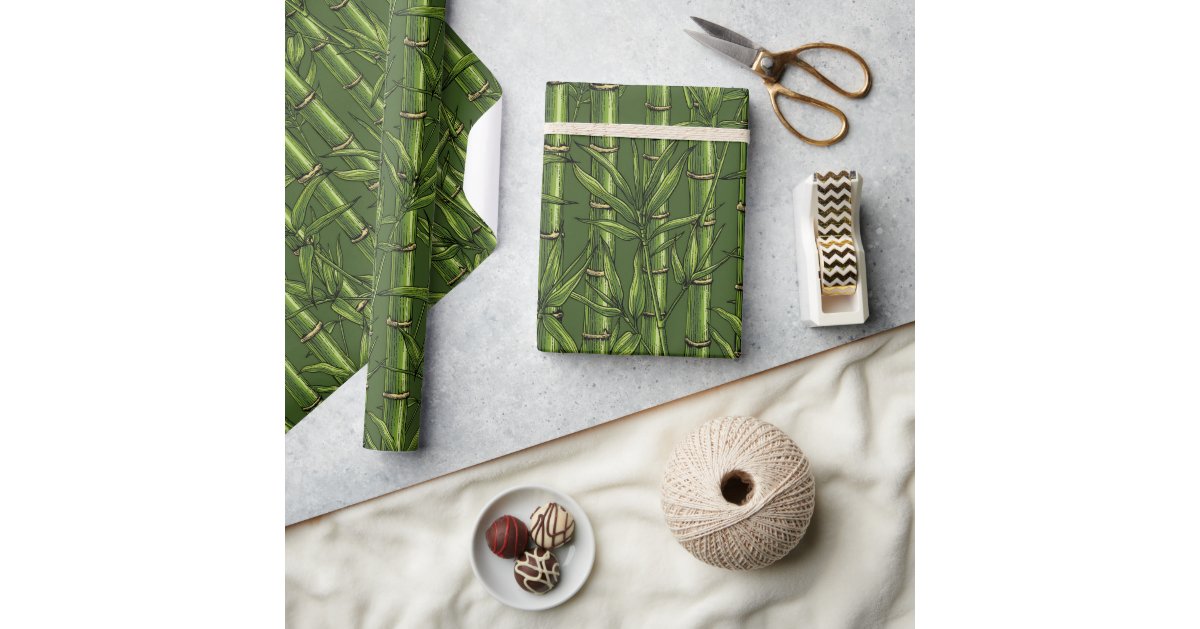 Bamboo forest in green wrapping paper | Zazzle
