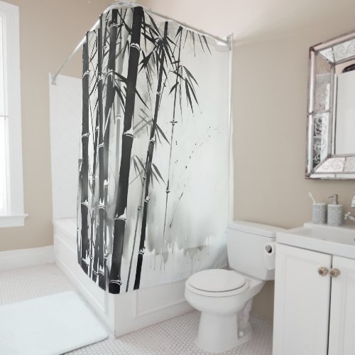 Bamboo Forest Ink Painting Shower Curtain