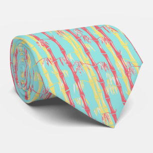 Bamboo Forest Mid Century Modern Aqua Neck Tie