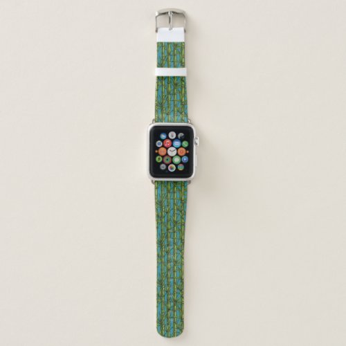 Bamboo forest on blue apple watch band