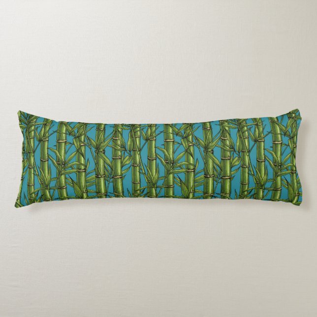 Bamboo forest on blue body pillow (Front)